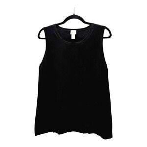 Chicos Black Sleeveless Knit Sweater Tank Top Size 2 Office Business Professiona